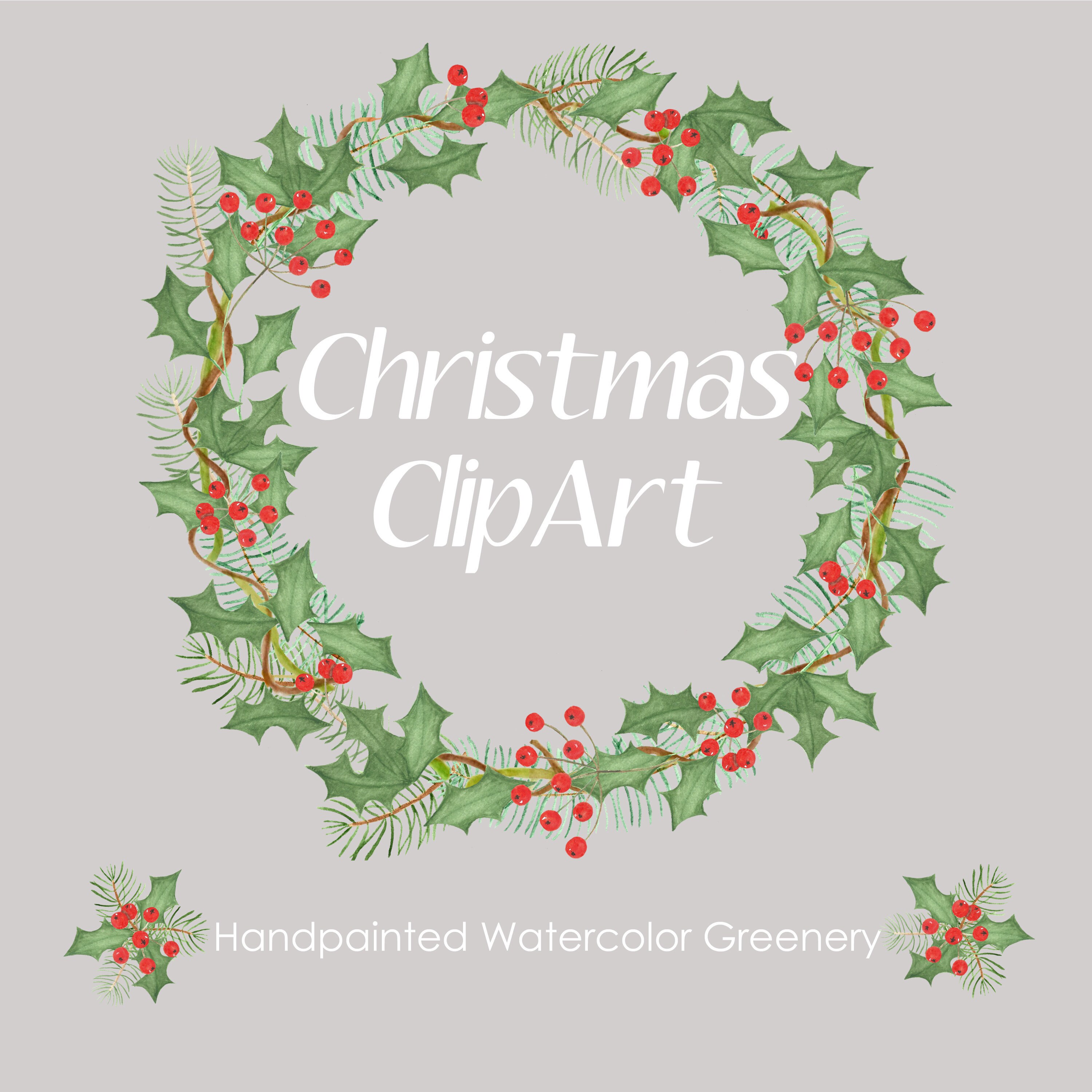 Christmas Greenery Watercolor Clipart - Etsy