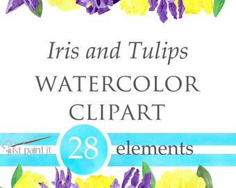 ClipArt Iris tulipes aquarelle Clipart ressort fleur aquarelle