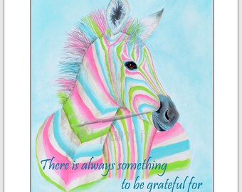 Zebra Art Print Instant Download Rainbow Colorful