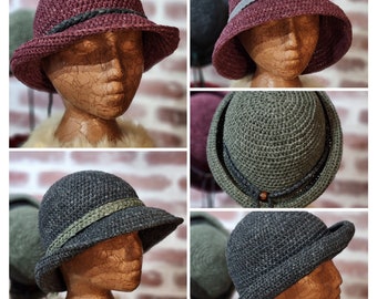 Bucket -- Fedora -- Bowler -- Hat -- Brimmed Convertible Cap -- Handmade from 100% Polyester -- with Free Hatband