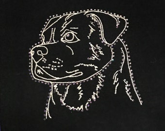 Embroidered Rottweiler Head on a 2X Purple Ladies Tee & a Jack Russell Head on a 2X Raspberry Ladies Tee