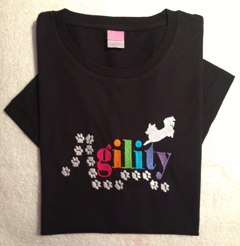 Dog Agility Design Embroidered on a Medium Unisex Sweatshirt with Your Choice of Dog Breed image 1