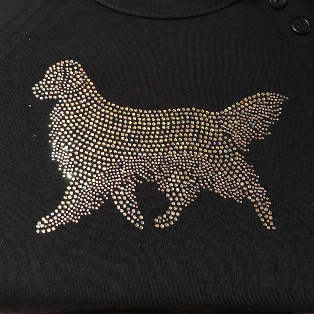 Starz Design All Crystal Golden Design on Back of Black Vest/ Swirl Crystal Paw on ...