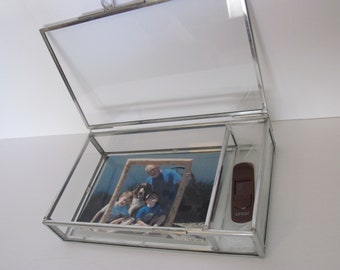 Zinc and Glass Photo Box with USB Compartment