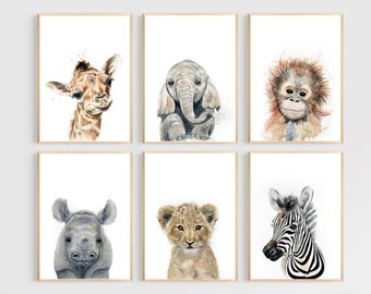 Safari Animal Prints, Neutral Nursery Decor, baby animals