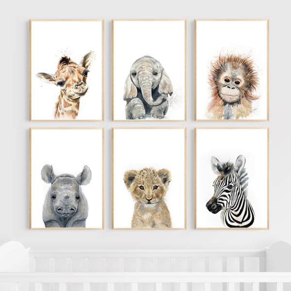 Safari Animal Prints | Nursery Prints Best Quality | Set of 2,3,4,6 | Nursery Decor | Jungle Nursery Prints | Giraffe Print | Lion Elephant