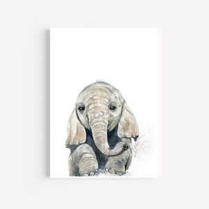 Baby Elephant Print | Elephant Painting | Safari Animal Nursery Prints | Nursery Prints | Baby Shower Gift