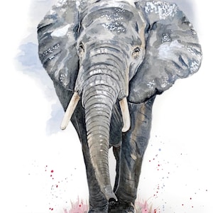 Afrikanischer Elefant Poster | Grauer Elefanten Druck A4 & A3 von Original Aquarell Bild | Original Kunst | Elefanten Poster