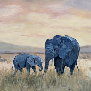 Majestic Elephants Print | Elephant Painting | Wildlife Wall Art | Safari Home Decor | Elephant Lover Gift