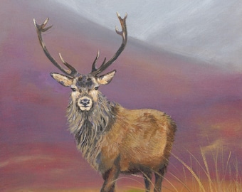 Highland Stag Print - rustic county wall art -animal wall decor - Scottish deer