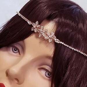 Rose Gold ~ Bridal Forehead Band ~ Bridal Headband ~  Crystal Flower Headpiece ~ Wedding Headband ~ Vintage Bridal ~Headpiece Heaven