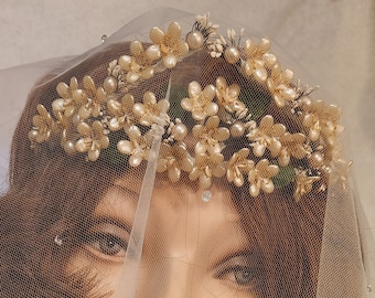 Vintage 1920s Wax Flower Wedding Tiara ~ Renovated ~ Beautiful Ivory Orange Blossom Wax Headband ~ Vintage Bridal ~ Headpiece Heaven