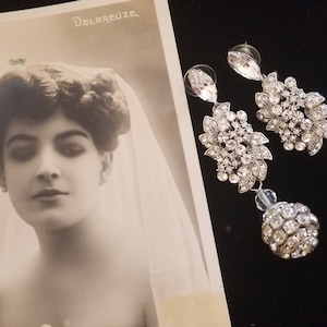 Chunky Bridal Earrings ~ Vintage Bridal ~ Swarovski Encrusted Crystal Earrings ~ Headpiece Heaven