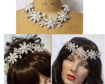 Bridal Headpiece Necklace ~ Forehead Band ~ Floral Wreath ~ Bun Wrap ~ Tropical Wedding ~ Beach Wedding ~ Bridal Jewelry ~ Headpiece Heaven