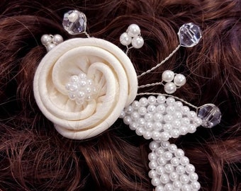Bridal Comb ~ Vintage Silk Flower Bridal Comb ~ Crystal ~ Pearl Bridal Comb ~ Vintage Bridal ~ Bridal Comb Headpiece ~ Headpiece Heaven