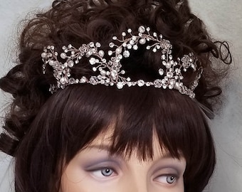 Bridal Tiara ~ Bridal Vine Tiara ~ Swarovski Rhinestone Crystal ~ Silver ~ Rose Gold ~ Vintage Bridal ~ Freshwater Pearls ~ Headpiece Heaven