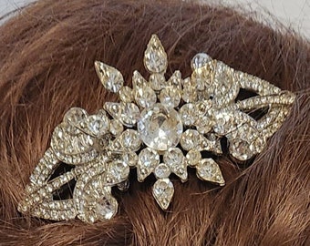 Vintage Rhinestone Wedding Comb ~ Something Old ~ Sparkly 1940s Dress Clips & Brooch ~ Vintage Bridal ~ Bridal Comb Headpiece