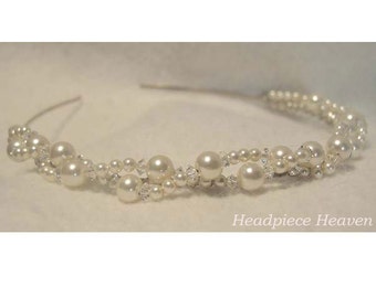Bridal Headband  ~  Bridesmaid Headpiece ~ Flower Girl ~ Vintage Bridal ~ Custom Headpiece ~  Swarovski Crystal ~ Pearl ~ Headpiece Heaven