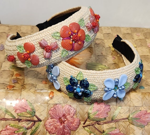 Retro Handbeaded Straw Headband ~ Inspired by Vintage  display picture 1
