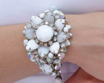 Vintage Bridal ~ Handcrafted ~ Bridal Cuff ~ Bridal Bracelet ~ Wedding Bracelet ~ Statement Jewelry ~ Assemblage Jewelry ~ Headpiece Heaven