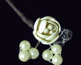 Bridal Hair Pins ~ Set of 3 ~ Porcelain Rose ~ Bobby Pins ~ Flower Bridal Pins ~ Vintage Bridal  ~ Wedding Hairpins ~ Headpiece Heaven