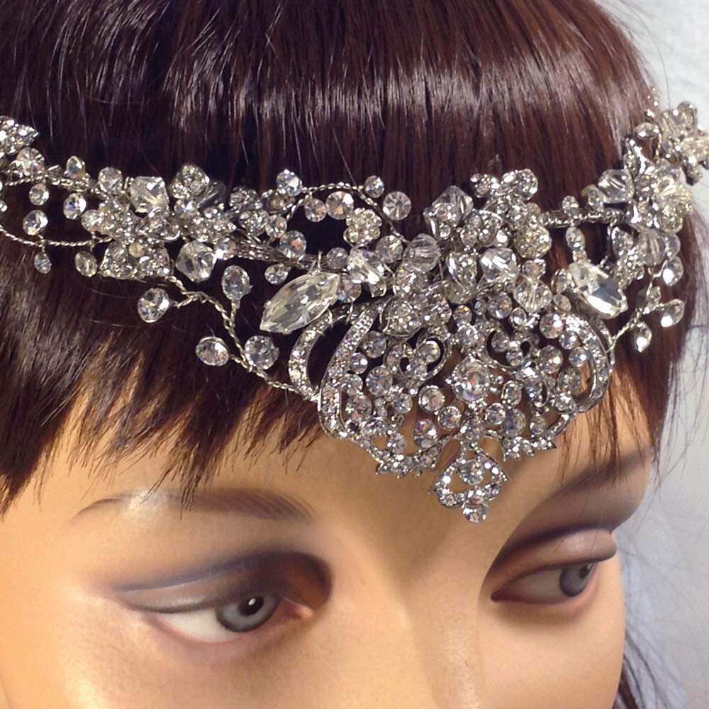 Bridal Forehead Band Bridal Tiara Swarovski Crystal Etsy