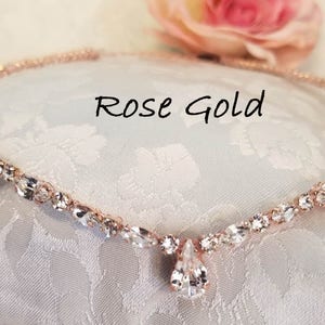 Bridal Forehead Band Bridal Headband Rhinestone Swarovski Crystal Headpiece Wedding Headband Vintage Bridal Gold Rose Gold image 3