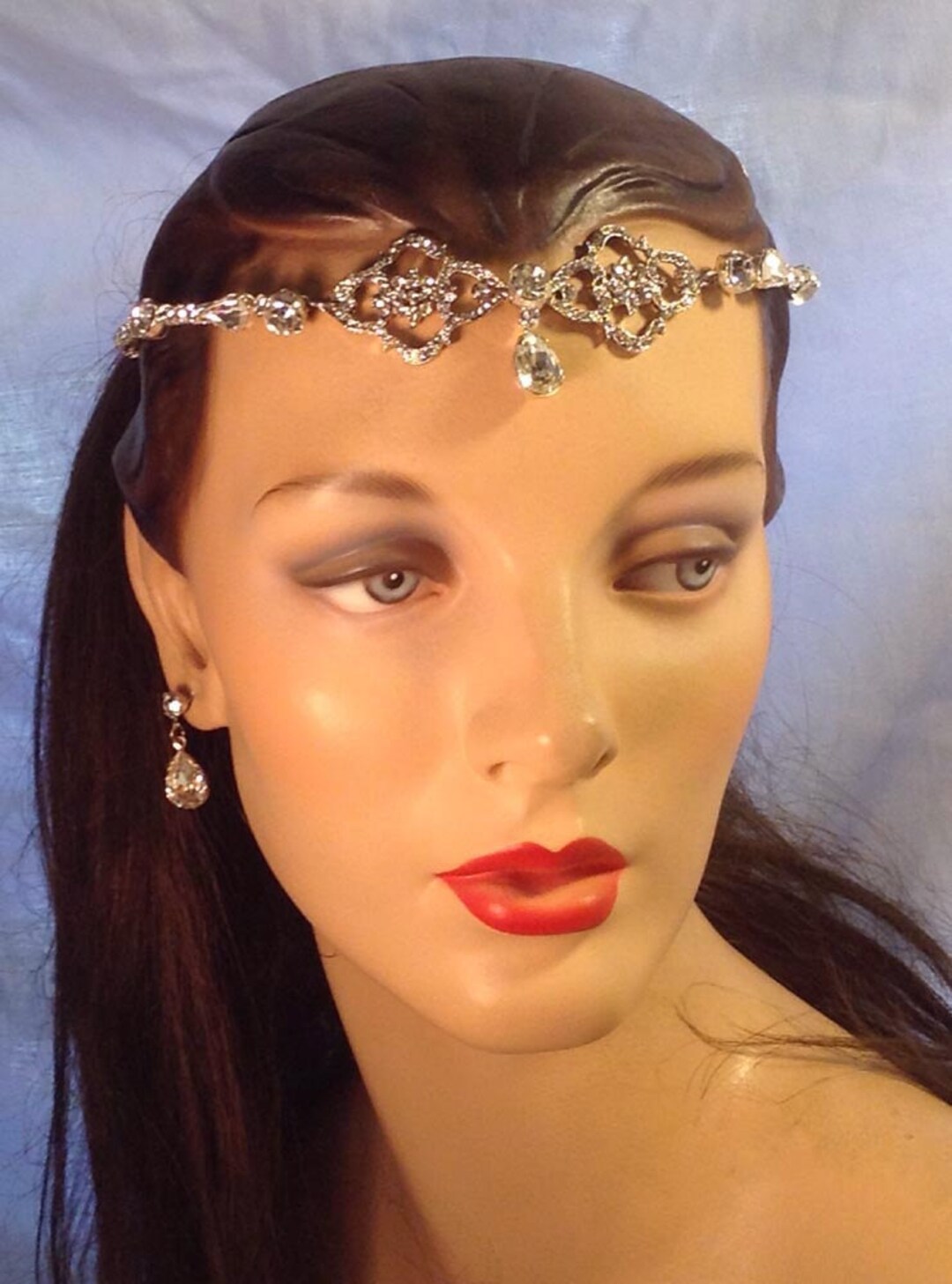 Bridal Forehead Band Bridal Headband Rhinestone Hair Wedding Headband Vintage Bridal headpiece