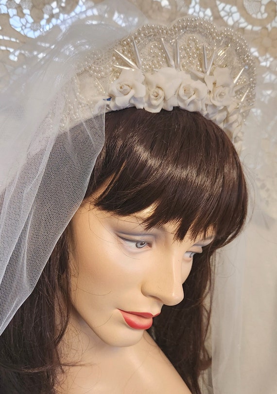 Vintage 1940s Restored Silk Flower Wedding Headpie