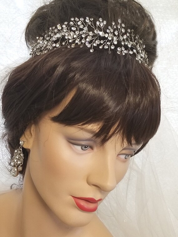 Bridal Bun Wrap Hair Vine Bridal Forehead Band Swarovski Etsy