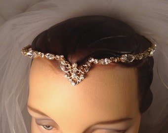 Gold Plated ~ Bridal Forehead Band ~ Bridal Headband ~ Rhinestone Hair ~ Swarovski Crystal Headpiece ~ Wedding Headband ~ Headpiece Heaven