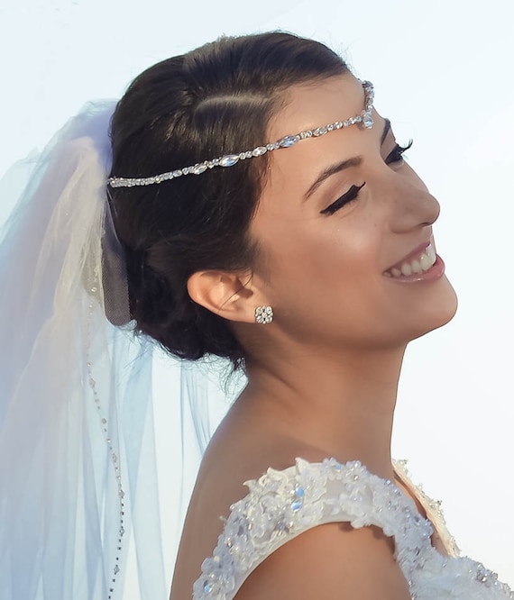 Bridal Forehead Band Bridal Headband Rhinestone - Etsy UK