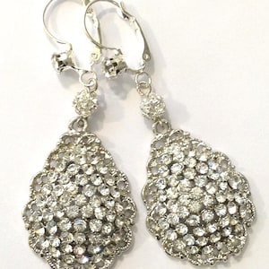 Bridal Earrings  ~  Vintage Bridal  ~  Swarovski Crystal Earrings  ~ Rhinestone Earrings ~ Dangle Earrings ~  Headpiece Heaven