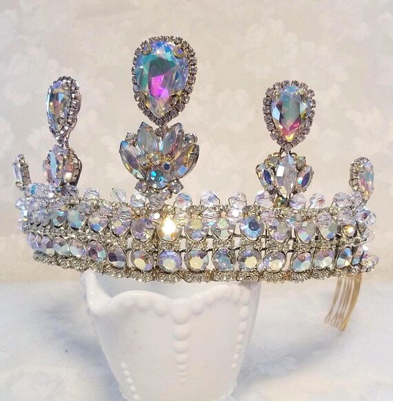 Austrian Crystal Tiara Amazon.com : Huge Ornate Austrian Crystal Rhinestone Tiara W  main image 4