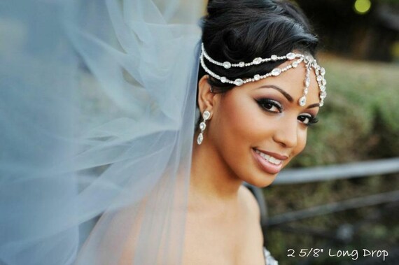 Bridal Forehead Band ~ Bridal Tikka ~ Rhinestone Hair  display picture 2