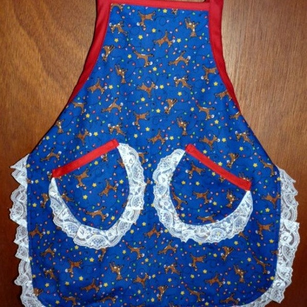 CLEARANCE 50% OFF Child's Apron, Child's Christmas Apron, Child's Holiday Apron, Handmade Children's Apron, Children's Full Apron