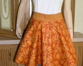CLEARANCE 65% OFF Half Apron, Handmade Fall Apron, Vintage Inspired Apron, Pumpkin Apron, Skirt Apron, Orange Pumpkin Half Apron