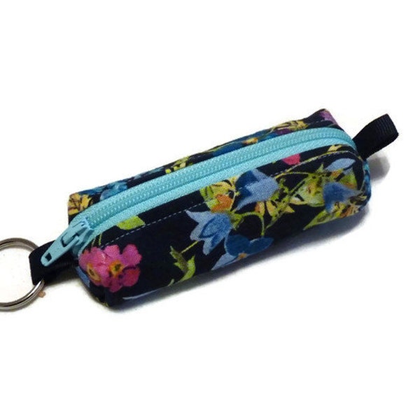 Chapstick Holder Keychain, Floral Chapstick Cozy Keychain, Lipstick Holder, Lip Balm Cozy, Zipper Case, Flash Drive Holder