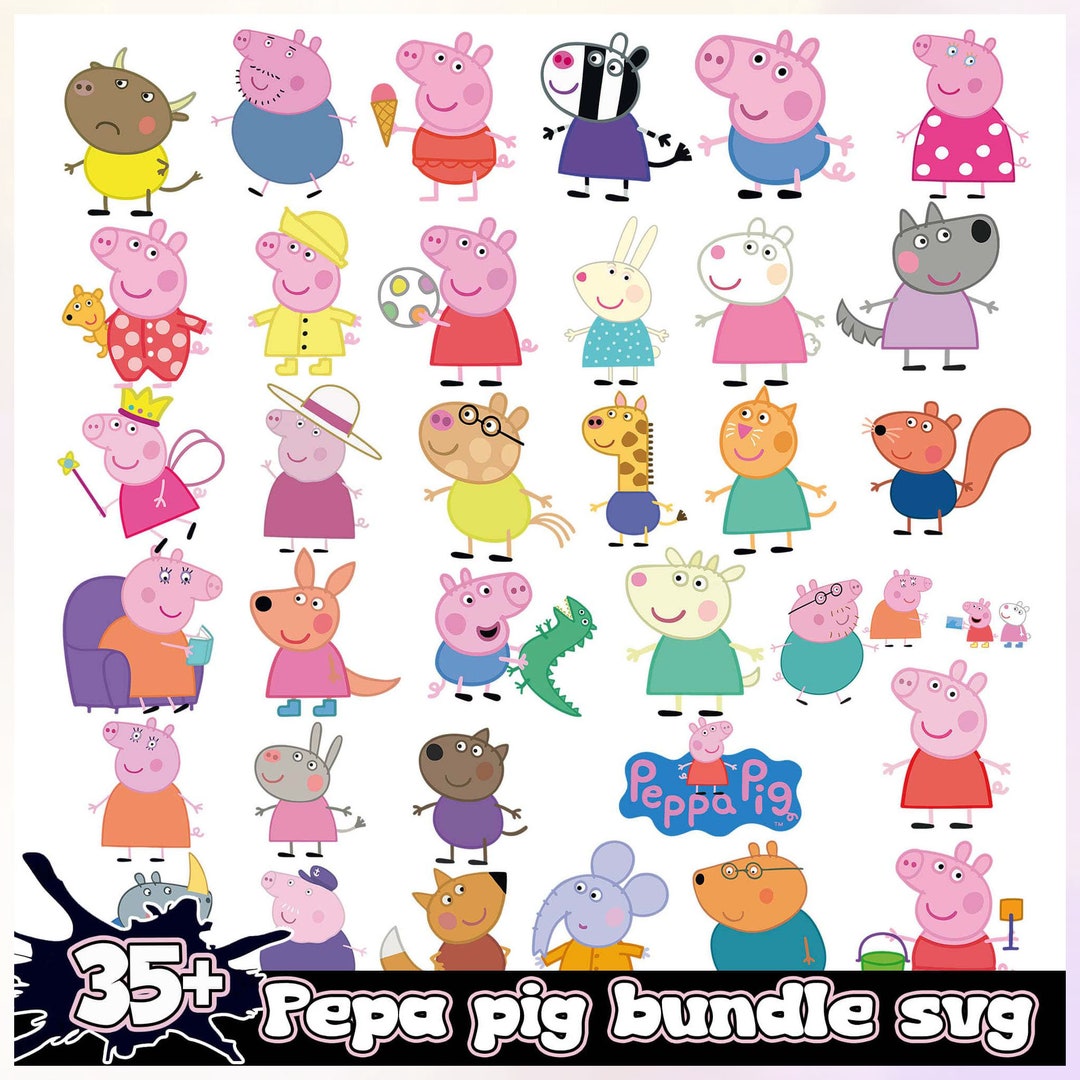 Pepa Pig Bundle, Peppa Pig SVG, Bundle Layered SVG, Layered and Instant
