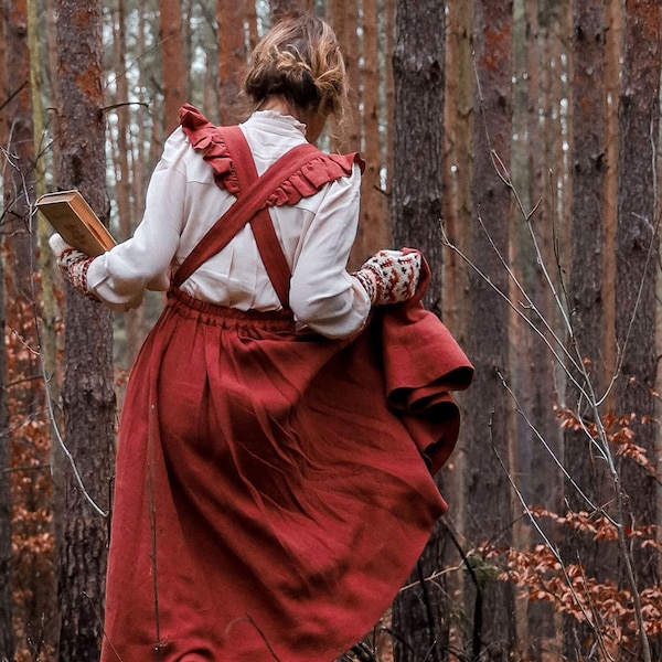 Vestido de lino de mujer, vestido pinafore, estilo vintage, vestido de espalda cruzada, vestido de lino de verano con bolsillos, vestido de delantal, vestido de lino, vestido midi