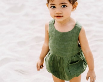 Linen Baby Romper, Organic Baby Clothes, Linen Playsuit, Summer Baby Outfit, Ethical Clothes, Toddler Romper