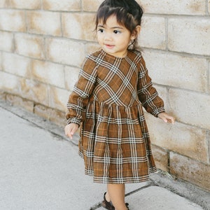 Linen Baby Dress, Plaid Linen Dress, Toddler Dress, Girls Spring Dress, Baby Girl Outfits, Infant Clothing, Linen Smock Dress, Classic Dress image 2