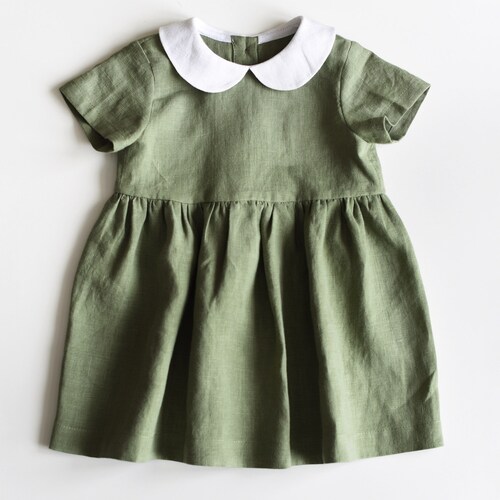 Linen Baby Dress Plaid Linen Dress Toddler Dress Girls Etsy