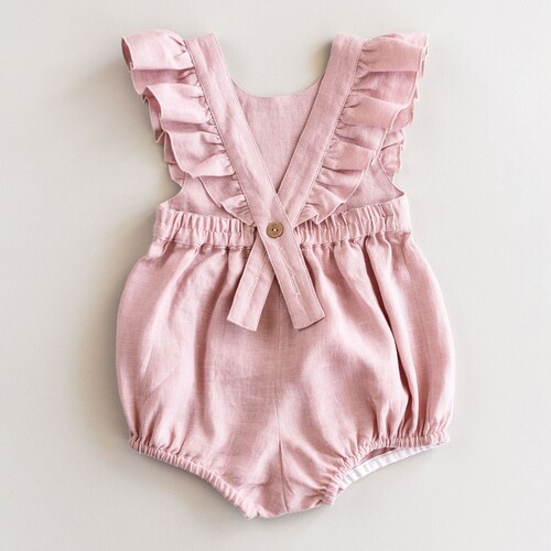 Linen Ruffle Romper Baby and Toddler Romper Frilly Baby Etsy Australia