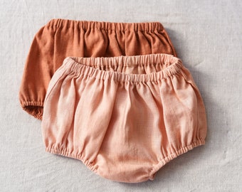 Baby Bloomers, Linen Baby Shorts, Diaper Cover, Toddler Bloomers, Birthday Outfit