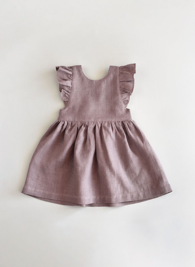 Linen Toddler Pinafore Linen Baby Dress Ruffle Dress 1st Etsy