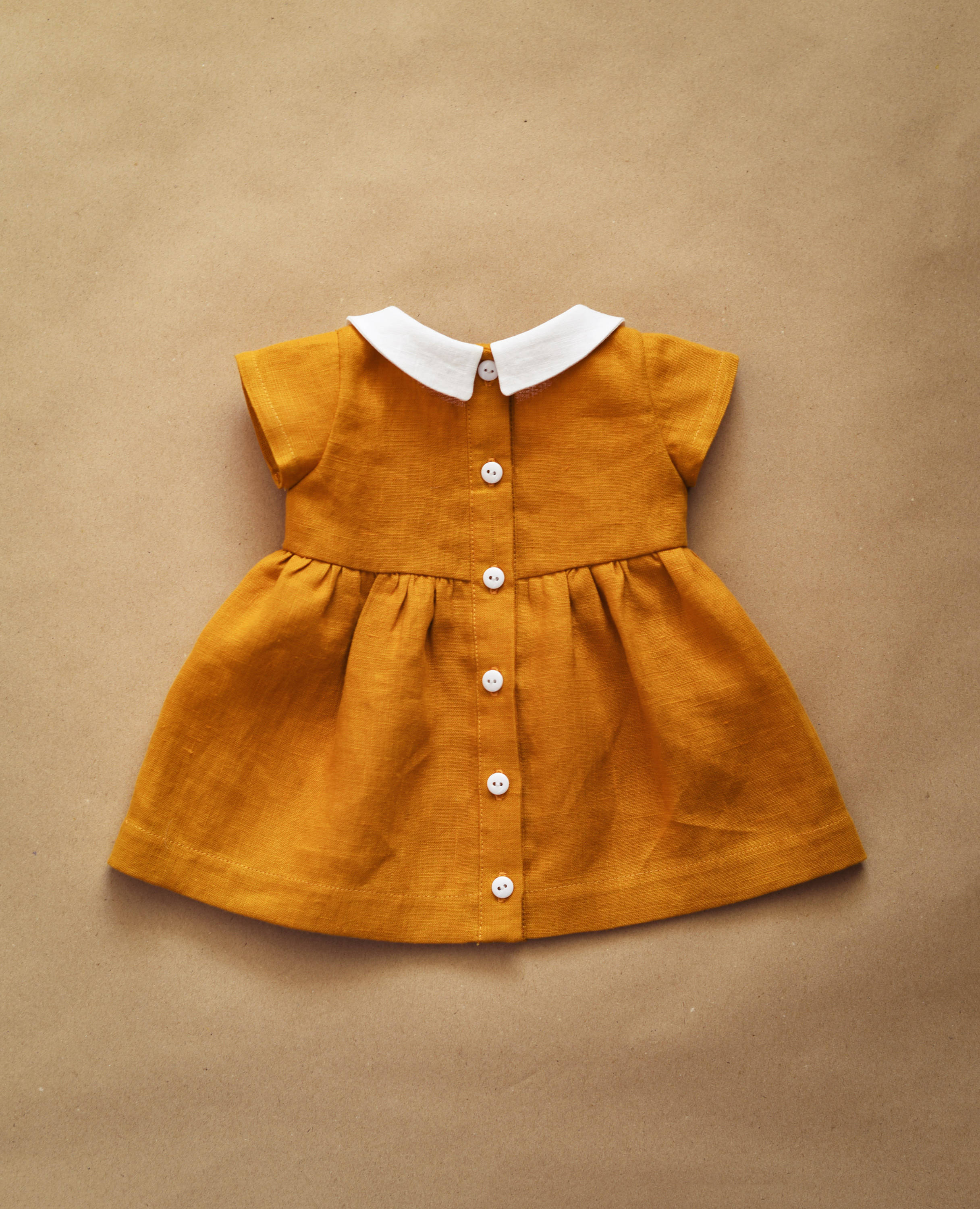 Linen Dress Baby Dress Peter Pan Collar Mustard Linen Baby Etsy UK