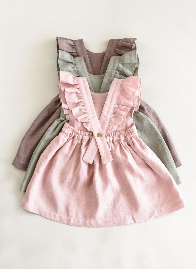 Linen Baby Dress Toddler Ruffle Dress Linen Pinafore 1st Etsy