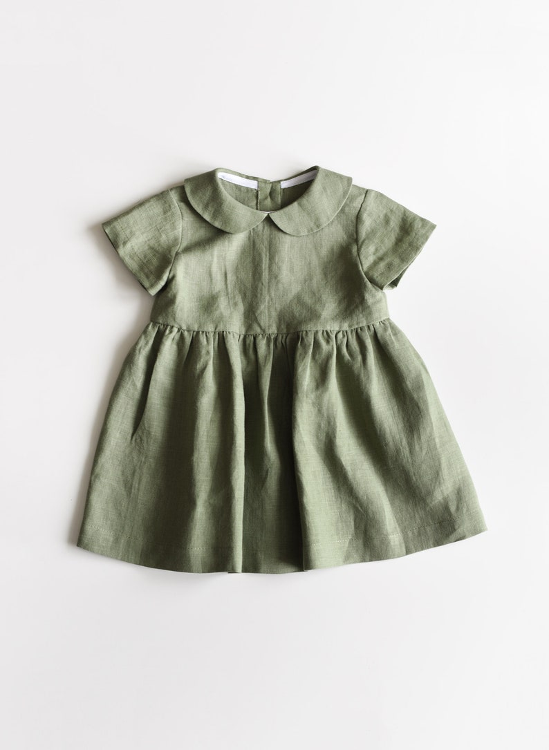 Linen Dress Baby Dress Linen Baby Dress Toddler Dress Sage Etsy