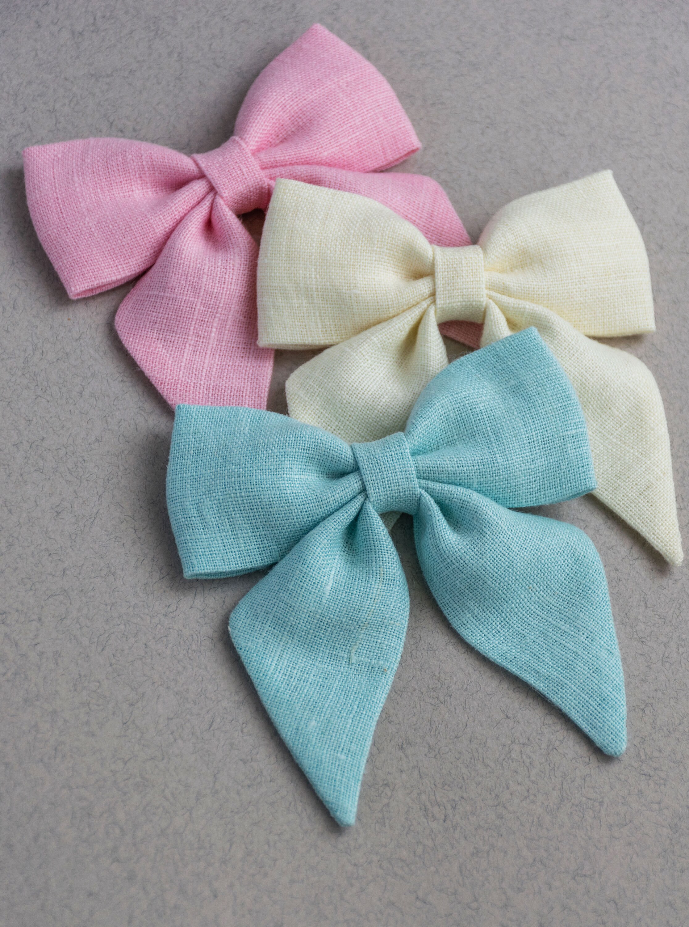 Linen Bow Hair Bow Clip Sailor Bow Girls Accessory Linen Etsy Australia
